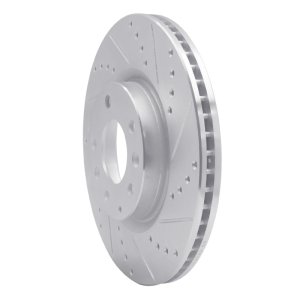 Mazda RX-8 Brake Rotor (1) - Front Right - R1 Concepts - Drilled & Slotted - Silver - `04-`08